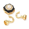 Flower Brass Micro Pave Clear Cubic Zirconia Fold Over Clasps KK-U059-43G-2