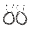 8mm Round Natural Snowflake Obsidian Braided Bead Bracelets BJEW-C067-01B-18-1