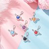 6Pcs 6 Colors Resin Imitation Cat Eye & Alloy Pendant Decorations HJEW-JM03885-1