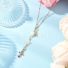 Natural Cultured Freshwater Pearl & Freshwater Shell Star & Brass Pave Colorful Cubic Zirconia Cross Pendant 304 Stainless Steel Cable Chain Y Necklaces NJEW-JN05365-1