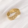 Crown 304 Stainless Steel Open Cuff Ring for Women LS-RJEW-Z083-03G-05-3