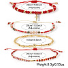 4Pcs 4 Styles Adjustable Natural Mixed Gemstone & Glass Beads Braided Bracelet VI8109-1-3