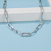 Simple Brass Micro Pave Clear Cubic Zirconia Paperclip Chain Necklaces for Daily Wear TA5065-1