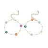 Brass Glass Flower Link Bracelets for Women BJEW-JB12383-2
