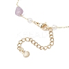 Brass Handmade Natural Amethyst Nuggets Link Chain Alloy Enamel Whale Tail Pendant Anklets for Women AJEW-AN00709-03-4