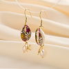 925 Sterling Silver Shell Shape with Starfish Dangle Earrings EJEW-M096-02G-1
