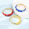 Brass Enamel Cuff Open Rings RJEW-P183-06G-M-4