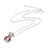 Colorful Rhinestone Ladybird and Heart Pendant Necklace LS-NJEW-I113-13P-2