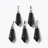 Natural Black Agate Pointed Pendants G-P445-E03-1