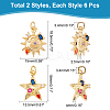 12Pcs 2 Style Brass Micro Pave Colorful Cubic Zirconia Pendants KK-DC0001-75-2