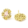 Flower Brass Micro Pave Cubic Zirconia Stud Earrings EJEW-L270-13G-1