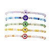 Handmade Evil Eye Lampwork & Glass Beads Stretch Bracelets for Women BJEW-JB12510-3