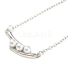 Pea Shaped Plastic Imitation Pearl Pendant Necklace with Brass Cable Chains LS-NJEW-F316-01P-1