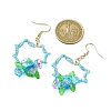 304 Stainless Steel Flower Glass Seed Beaded Dangle Earrings EJEW-MZ00335-01-3