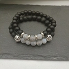 Natural Lava Rock & Frosted Stone Round Beads Stretch Bracelet Set Women DF9720-8-1