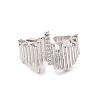 Clear Cubic Zirconia Irregular Open Cuff Ring RJEW-B028-01P-2