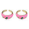 Cubic Zirconia Open Cuff Ring with Enamel RJEW-N035-128C-2