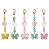 Shell & Glass & Alloy Enamel Pendant Decorations HJEW-JM01775-S-1