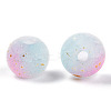 Frosted Baking Paint Crackle Glass Beads with Glitter Powder DGLA-T004-6mm-01L-3