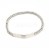 Brass & ABS Plastic Imitation Pearl Round Beaded Stretch Bracelets for Women BJEW-G704-02P-1