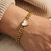 304 Stainless Steel & Natural Shell Link Bracelets WG3EE75-01-1