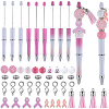 DIY October Breast Cancer Pink Awareness Ribbon Theme Beadable Pen Sets DIY-SC0024-87-1