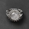 Natural Quartz Crystal Adjustable Rings RJEW-P043-02P-25-3