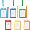 Rectangle Plastic ID Badge Holder with Lanyard AJEW-CP0006-04B-1