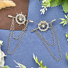 2Pcs Helm Zinc Alloy Hanging Chain Brooches with Crystal Rhinestone FIND-GF0006-83P-4
