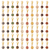 Copper Wired Wrapped Natural Gemstone Round Pendant Decorations HJEW-AB00711-1