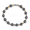 Synthetic Non-magnetic Hematite Beaded Stretch Bracelets for Women Men BJEW-F480-02E-1