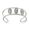 Non-Tarnish 304 Stainless Steel Wide Hollow Textured Horse Eye Opaen Cuff Bangles BJEW-Q348-06P-02-3