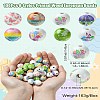 100Pcs 8 Styles Printed Wood European Beads WOOD-CJ0001-84-8