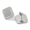 304 Stainless Steel Square Stud Earrings EJEW-D281-07S-2
