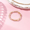 Natural Gold Rutilated Quartz Beaded Stretch Rings for Women RJEW-JR00868-11-1