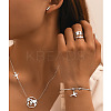 Airplane & Earth 201 Stainless Steel Pendant Necklace & Stud Earring & Cuff Ring & Cuff Bangle Sets FS-WG54043-02-2
