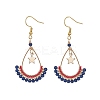 Synthetic Spinel Beaded Teardrop with Star Dangle Earrings EJEW-MZ00079-01-1