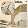3 Rolls 3 Colors Cotton Frayed Ribbon OCOR-GA0001-85-3