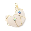 Natural Rose Quartz Copper Wire Wrapped Pendants PALLOY-JF01639-04-1