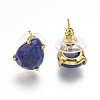 Natural Lapis Lazuli Stud Earrings EJEW-L196-03D-2