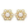 Flower Brass ABS Imitation Pearl Stud Earrings EJEW-M082-09G-2
