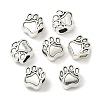 Tibetan Style Zinc Alloy Dog Paw Prints European Beads MPDL-R038-008AS-RS-1
