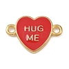 Brass Enamel Hug Me Heart Links Connector Charms KK-L251-08G-02-1