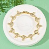 Mushroom Brass Micro Pave Clear Cubic Zirconia Link Bracelets for Women BJEW-Z126-04G-3