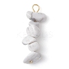 Gradient Color Natural Quartz Crystal & Natural Howlite & White Moonstone Chip Beaded Pendants PALLOY-JF02795-01-3