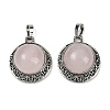 Natural Rose Quartz Half Round Pendants PALLOY-R159-01AS-12-1