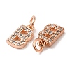 Brass Micro Pave Grade AAA Cubic Zirconia Charms ZIRC-P067-11RG-B-NR-3