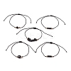5Pcs 5 Styles Natural Obsidian Braided Bead Bracelets BJEW-JB11681-01-4