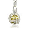 Silver Color Plated Brass Hollow Round Cage Pendants KK-J226-06S-2
