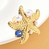 304 Stainless Steel Micro Pave Cubic Zirconia Plastic Pearl Cuff Rings RJEW-D310-02C-G-1